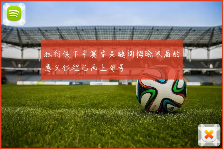 独行侠下半赛季关键词揭晓浓眉的意义征程已画上句号